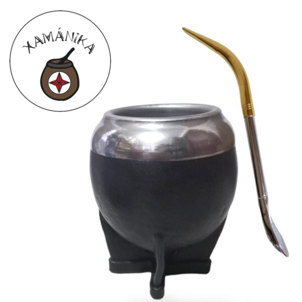 mate torpedo negro + bombilla de pico de loro