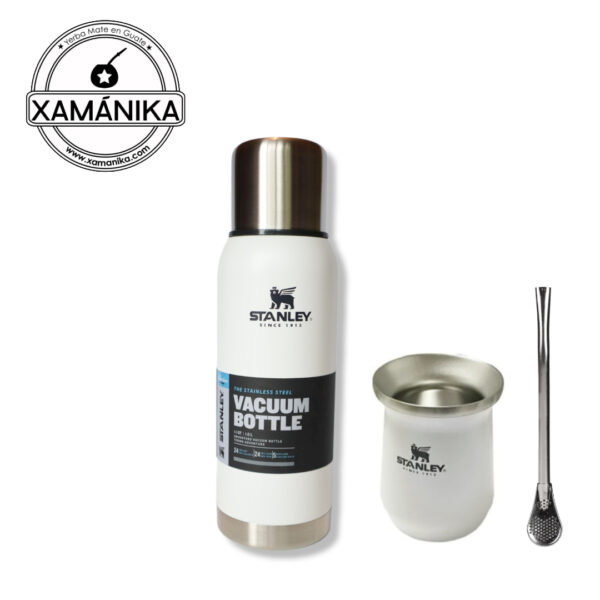 Combo Stanley Original Blanco (Termo, Mate y bombilla acero inox)