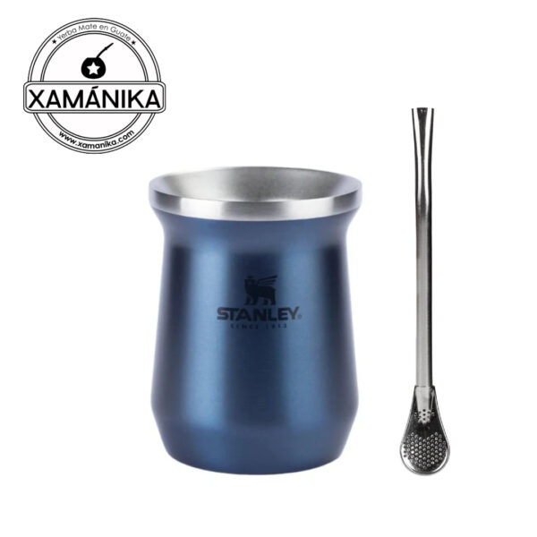 Mate Stanley Azul + bombilla acero inoxidable