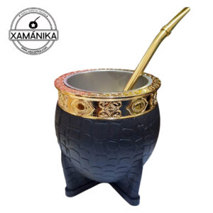 Mate Imperial Negro Interior Acero Inox. y exterior Acrílico+ Bombilla dorada