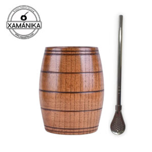 Mate de madera estilo barrilito+ bombilla