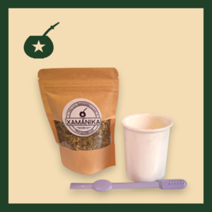 combo principiante mate ceramica blanco+bombi plastica lila + yerba mate 50 gramos