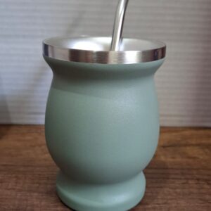 MATE ACERO INOX GRIS + BOMBILLA