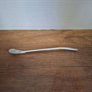 BOMBILLA FILTRO CUCHARA CON DETALLE EN DORADO ACERO INOX