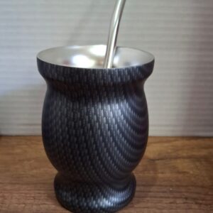 MATE ACERO INOX PLATEADO CON TEXTURA + BOMBILLA