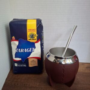 COMBO MATE TORPEDO CAFE AFUERA  ACERO POR DENTRO + BOMBILLA + YERBA MEDIO KILO TAZUL