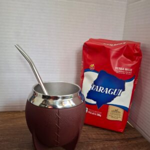 COMBO MATE TORPEDO CAFE AFUERA  ACERO POR DENTRO + BOMBILLA + YERBA MEDIO KILO TROJA