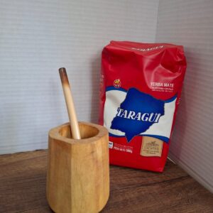 COMBO MATE MADERA + BOMBILLA BAMBU + YERBA MEDIO KILO TROJA