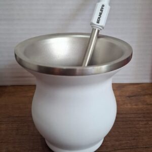 MATE ACERO INOX BLANCO BOCA ANCHA + BOMBILLA  STANLEY BLANCA