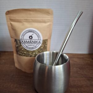 COMBO MATE ACERO INOX PEQUEÑO+ BOMBILLA + YERBA 50 GRAMOS
