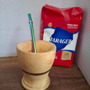 COMBO MATE MADERA  CALIZ+ BOMBILLA  + YERBA MEDIO KILO TROJA