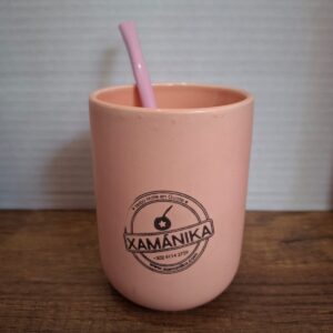 MATE CERAMICA ROSA + BOMBILLA  ACERO ROSA