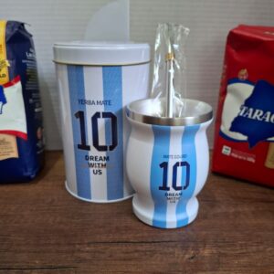 COMBO MATE ACERO INOX ARGENTINA + BOMBILLA + YERBERA ARGENTINA