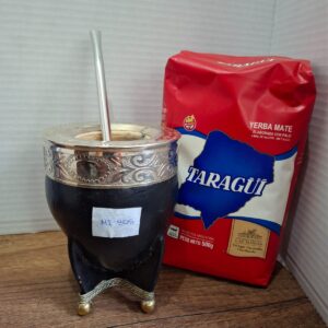 COMBO MATE IMPERIAL NEGRO PREMIUM MI805+ BOMBILLA + YERBA MEDIO KILO TROJA