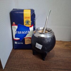COMBO MATE TORPEDO NEGRO  Mt804+ BOMBILLA + YERBA MEDIO KILO TAZUL