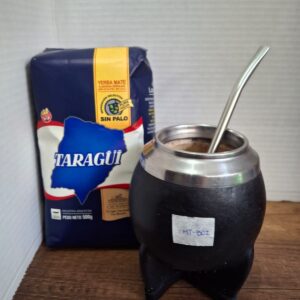 COMBO MATE TORPEDO NEGRO  Mt802+ BOMBILLA + YERBA MEDIO KILO TAZUL