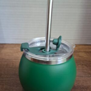 MATE VERDE ACERO Y TAPA + BOMBILLA