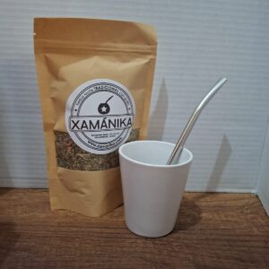 COMBO MATE CERAMICA BLANCO + BOMBILLA ACERO + YERBA MATE 100 GRAMOS