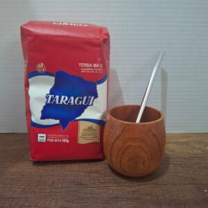 COMBO MATE MADERA VASITO + BOMBILLA  + YERBA MEDIO KILO TROJA