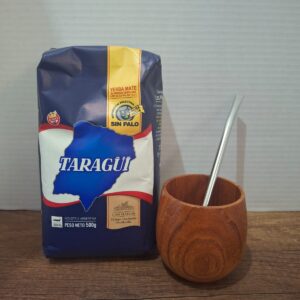 COMBO MATE MADERA VASITO + BOMBILLA  + YERBA MEDIO KILO TAZUL