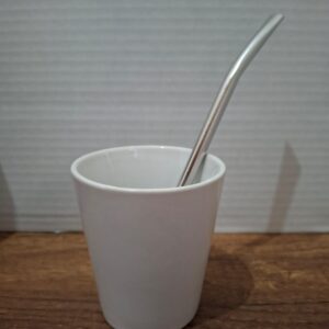 MATE CERAMICA BLANCO+ BOMBILLA ACERO