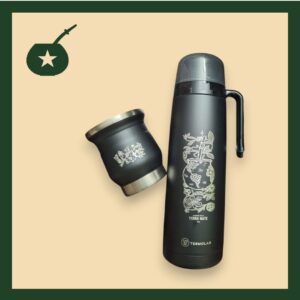 Combo Termolar Edición super limitada mate + Termo Mundial de la yerba mate Negro