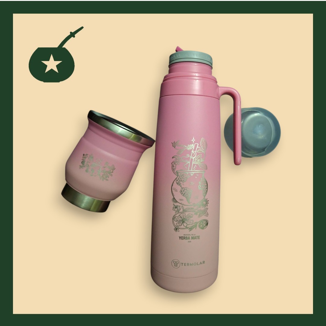 Combo Termolar Edición super limitada mate + Termo Mundial de la yerba mate Rosado