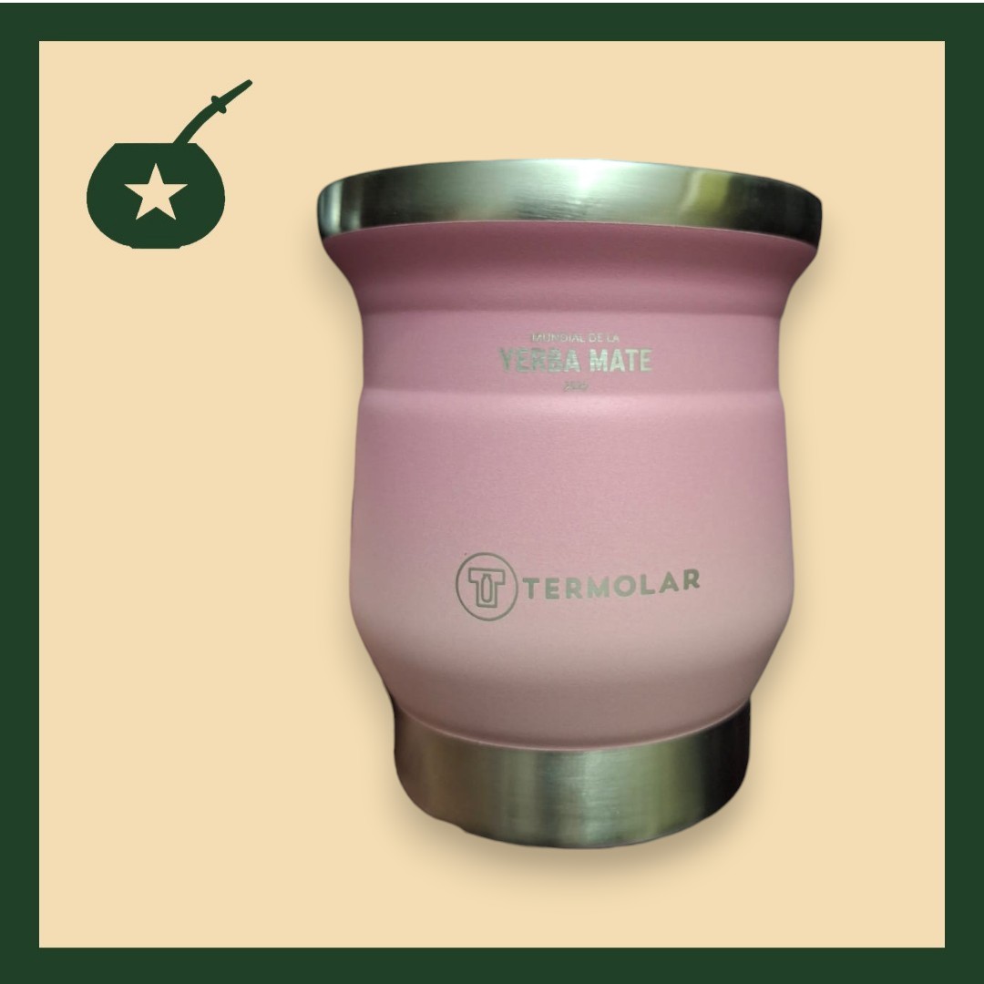 Mate Termolar rosado (edición super limitada con logo del mundial de la yerba mate 2026)