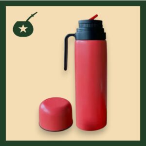 Termo de 1 litro media manija con pico cebador rojo