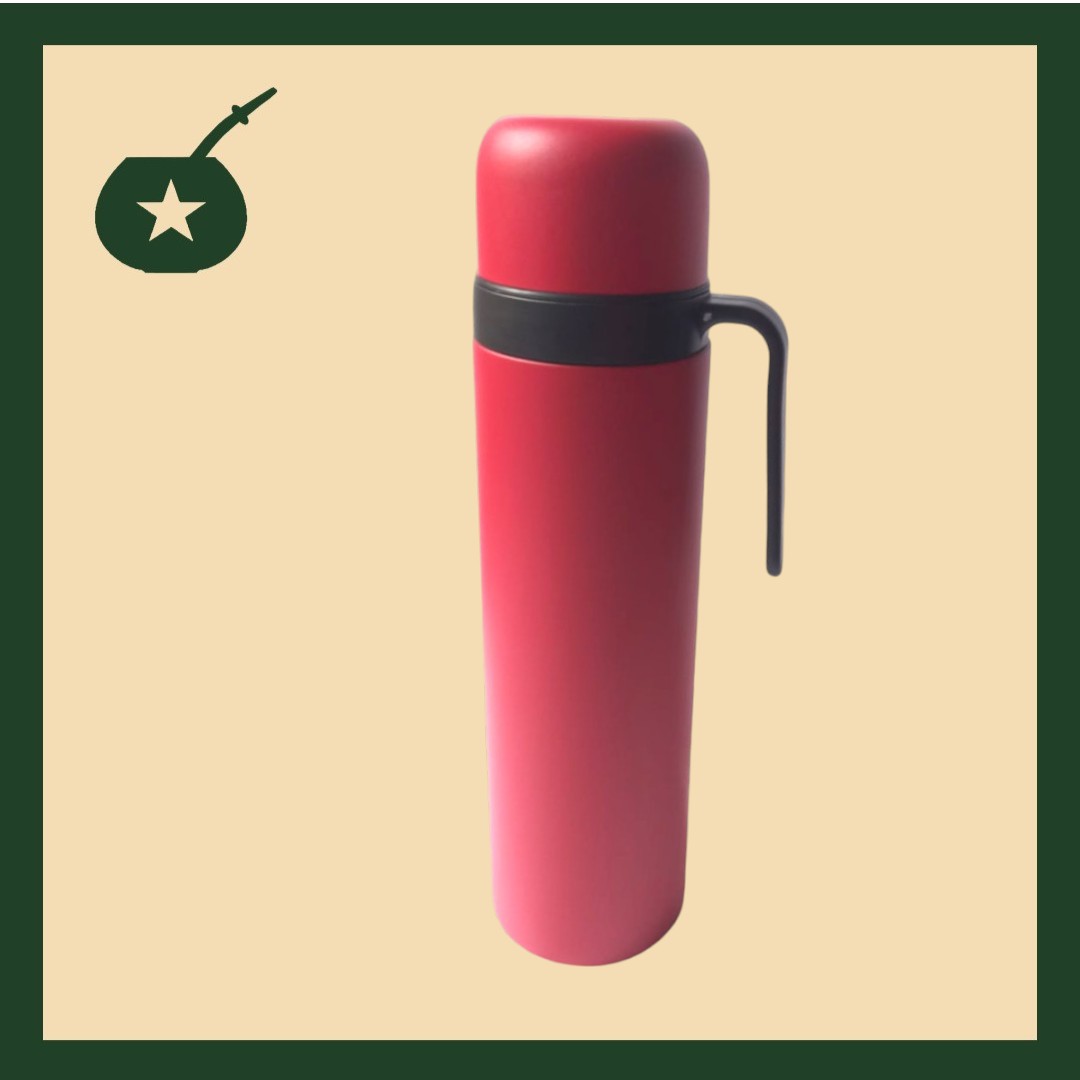Termo de 1 litro media manija con pico cebador rojo - Imagen 2