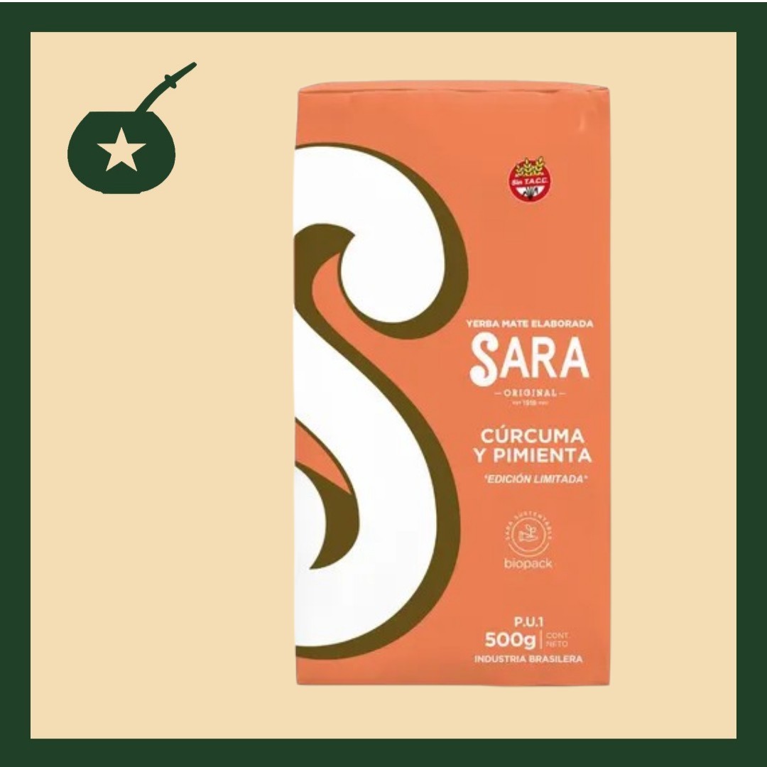 Yerba Mate Sara cúrcuma y pimienta 1/2 k