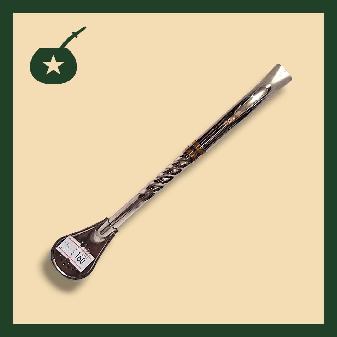 BOMBILLA PICO DE LORO PLATEADA CON TEXTURA ACERO INOX