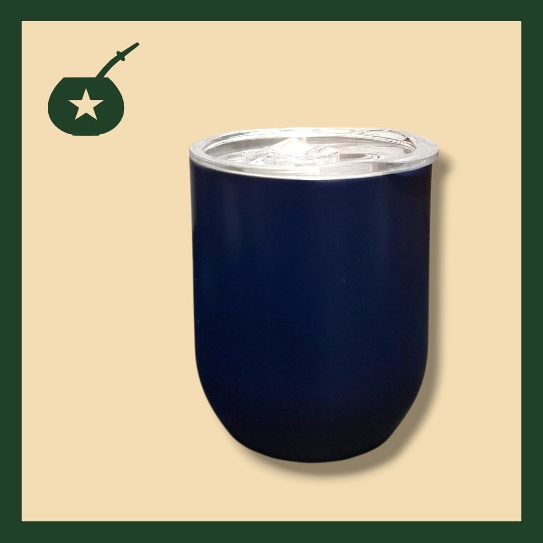 Mate azul oscuro con tapa