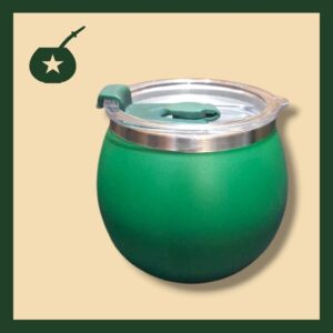 MATE VERDE ACERO Y TAPA + BOMBILLA