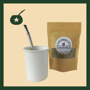 combo principiante mate ceramica blanco+bombi acero inox+50 gramos