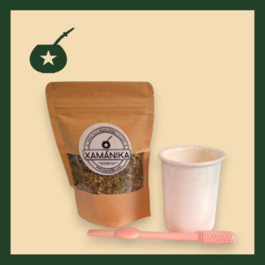 combo principiante mate ceramica blanco+bombi plastica rosa + yerba mate 50 gramos